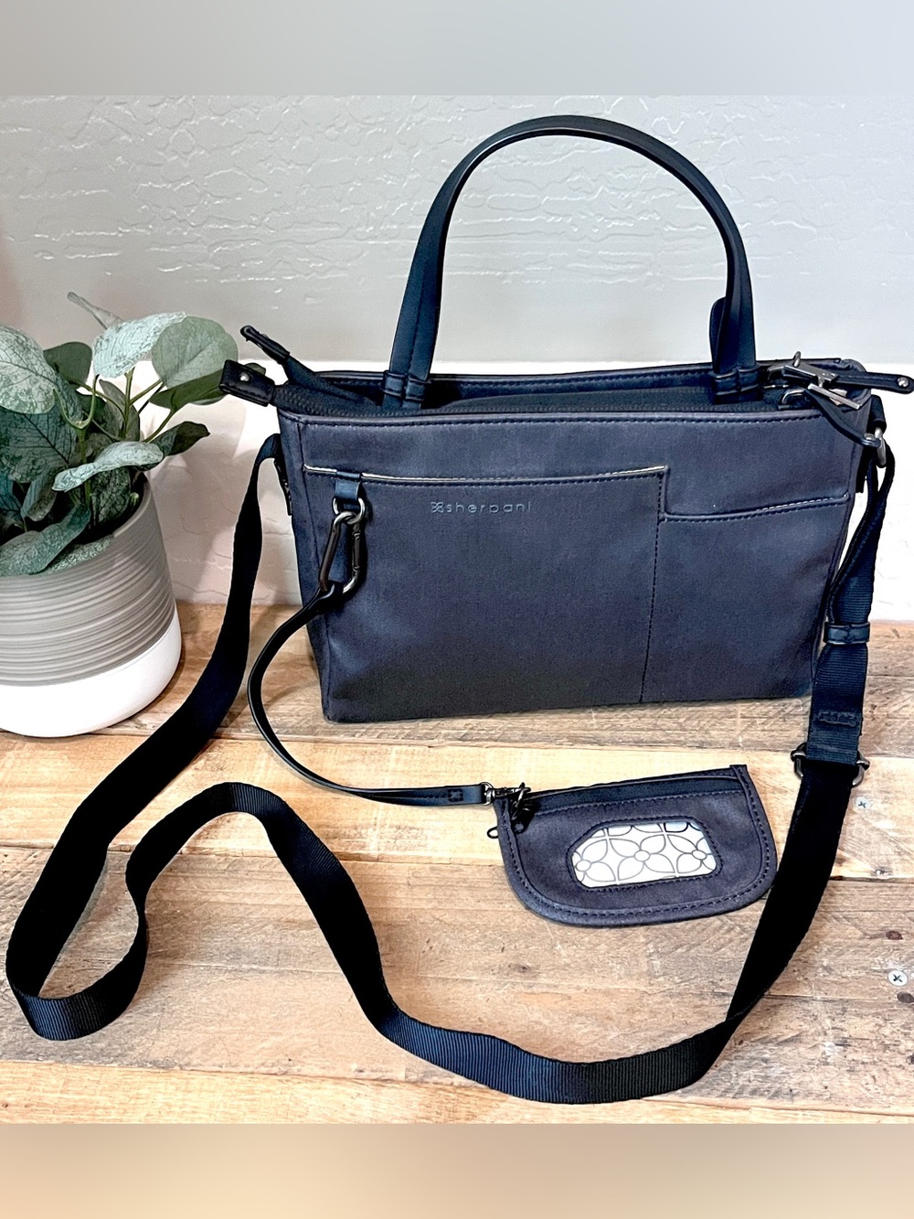Sherpani Talia Convertible Satchel Crossbody Tote Bag Black